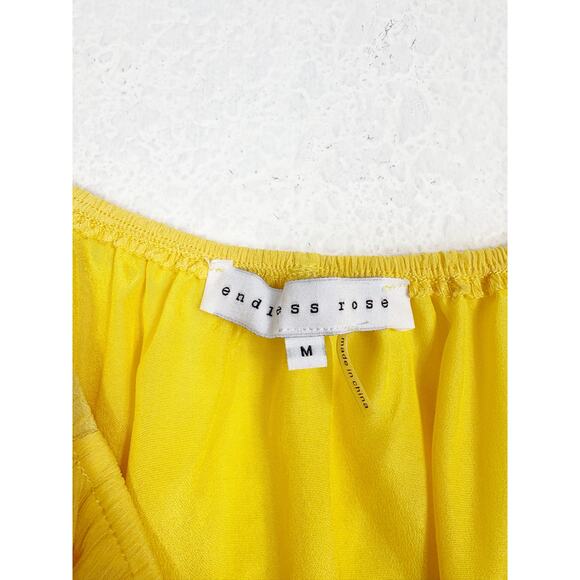 Vici Endless Rose Yellow Ruffled Sleeve Romper Medium Off Shoulder Chiffon - Picture 5 of 13